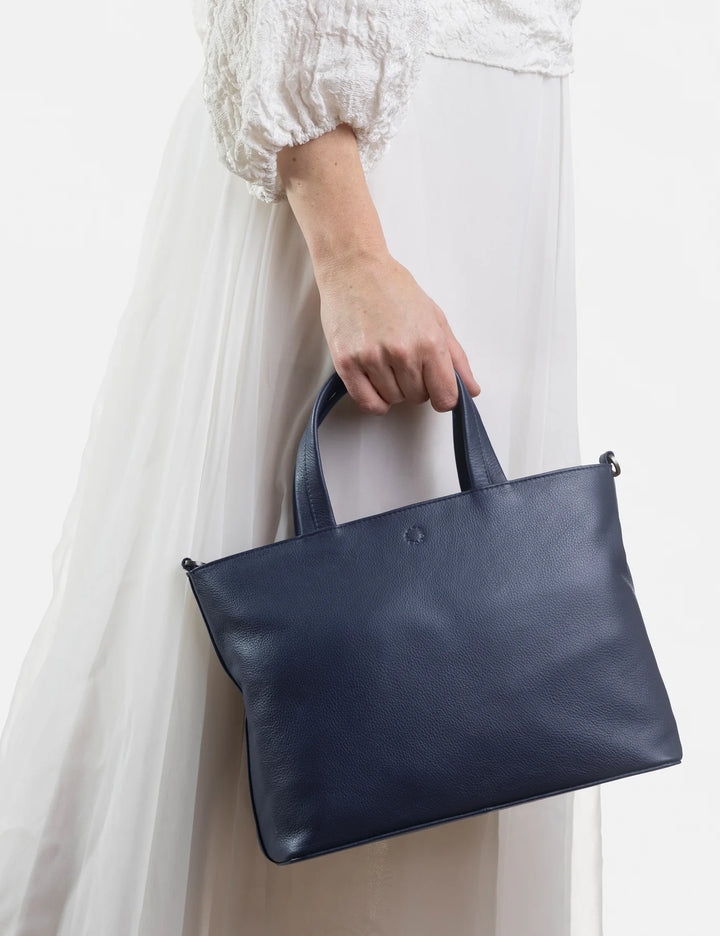Hampton Navy Leather Multiway Grab Bag | YOSHI