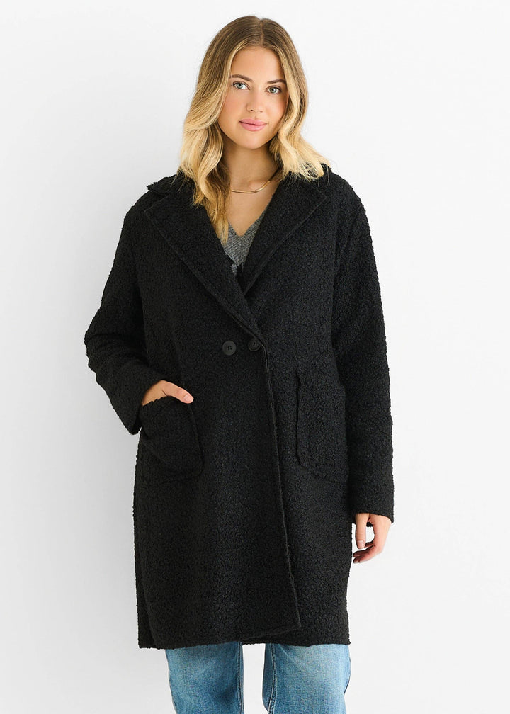 Shearling Mid Length Jacket | Black