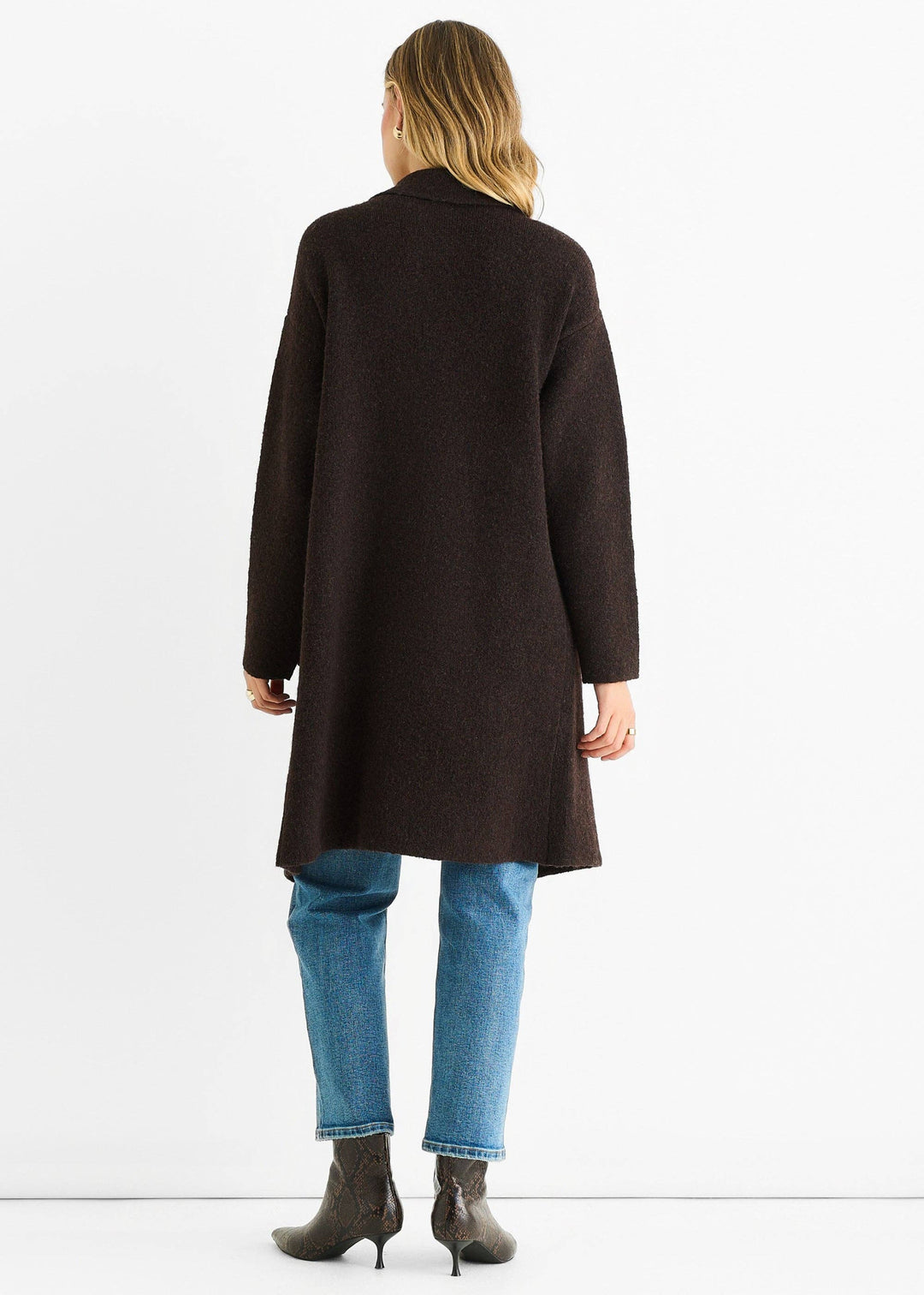 Wool Mix Longline Cardigan | Chocolate
