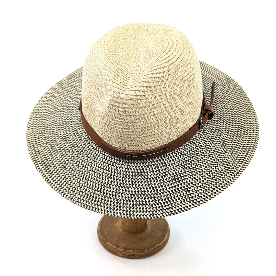 Folding Panama Travel Hat - Mottled/Natural with Belt