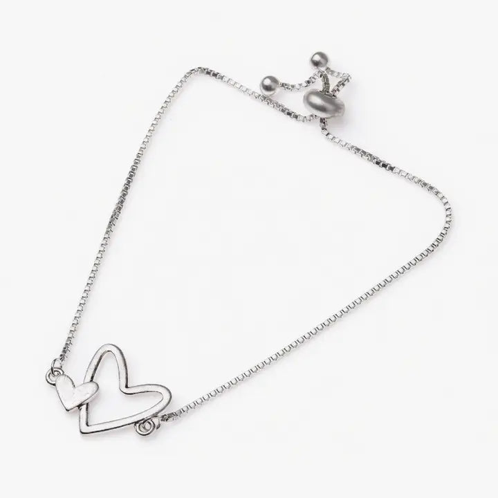 Adjustable Mum and Child Heart Bracelet