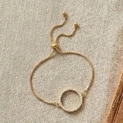 Adjustable Crystal Circle Bracelet- Multicolour/Silver - Gold