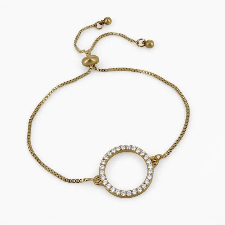 Adjustable Crystal Circle Bracelet- Multicolour/Silver - Gold