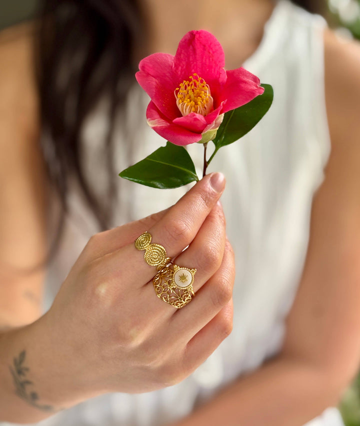 Adjustable Textured Spiral Ring – 18ct Gold Plated