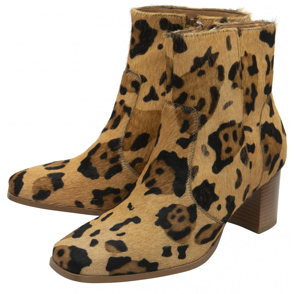 Animal-Print Leather Louth Heeled Ankle Boots - Ravel