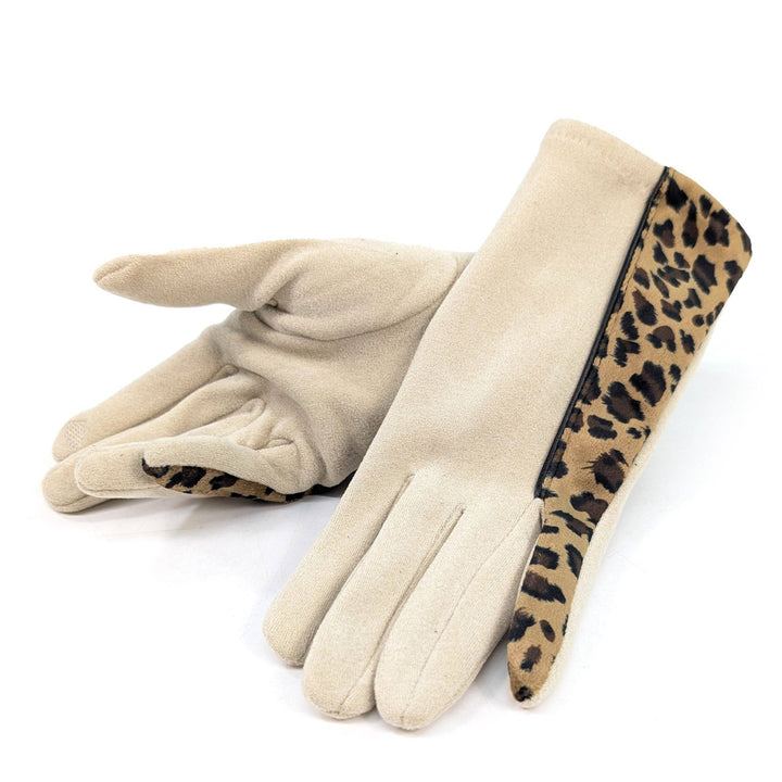 Animal Print Brushstroke Gloves -  Mink