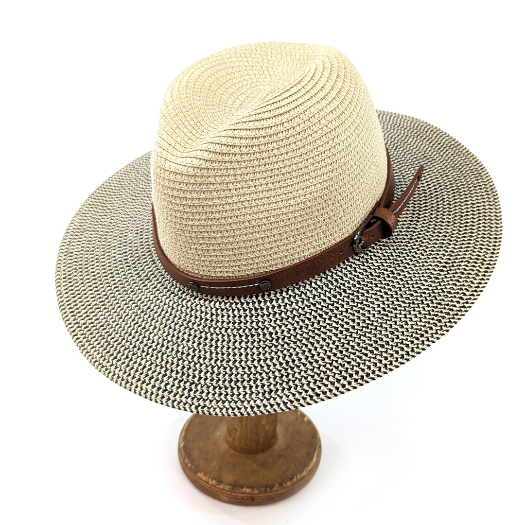 Folding Panama Travel Hat - Mottled/Natural with Belt