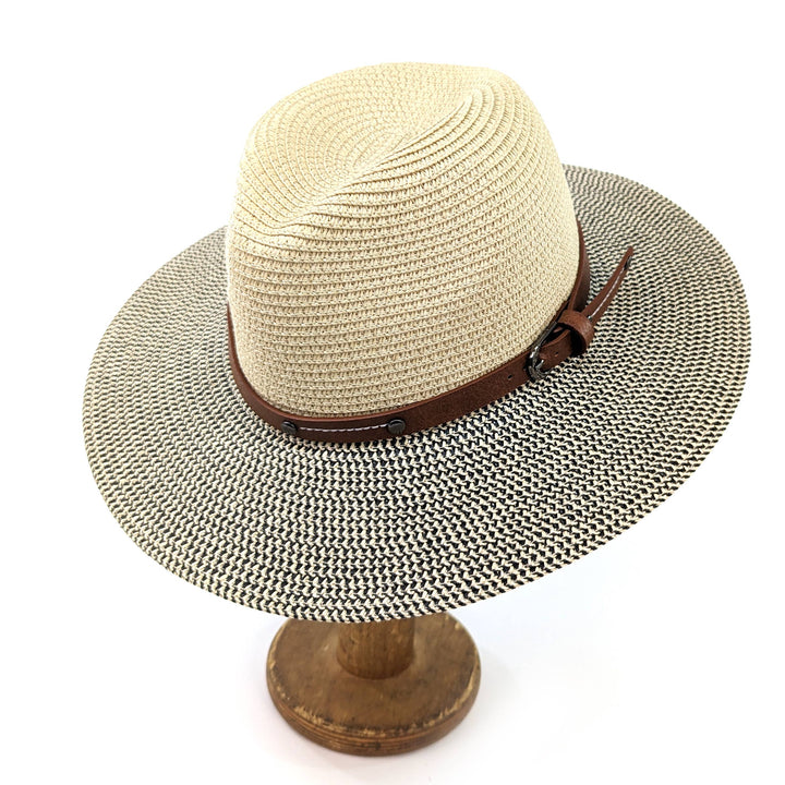 Folding Panama Travel Hat - Mottled/Natural with Belt