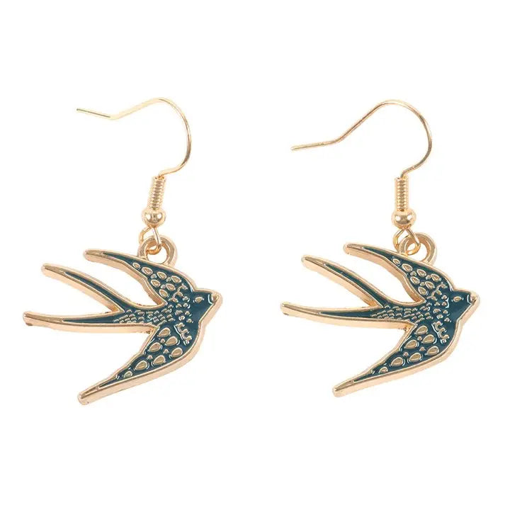 Blue Spread Your Wings Bird Earrings