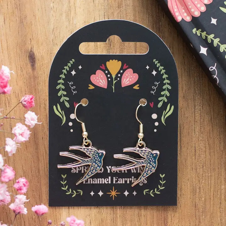 Blue Spread Your Wings Bird Earrings