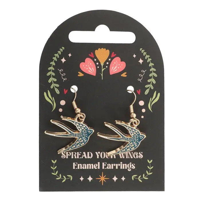 Blue Spread Your Wings Bird Earrings