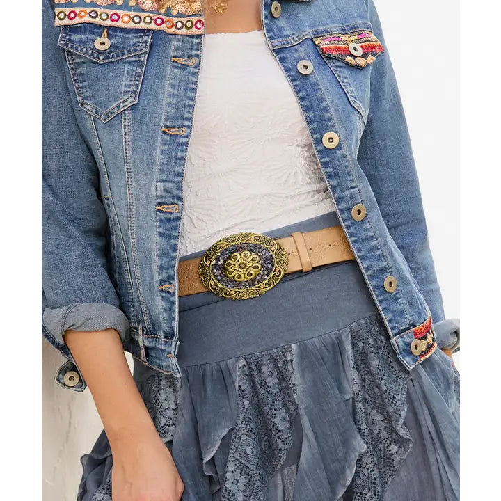 Drifter Leather Stone Buckle Belt - Joe Browns