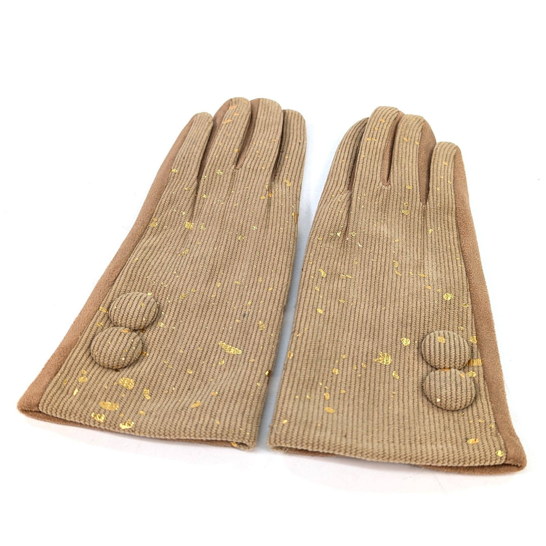 Splatters of Sparkle Gloves - Oatmeal