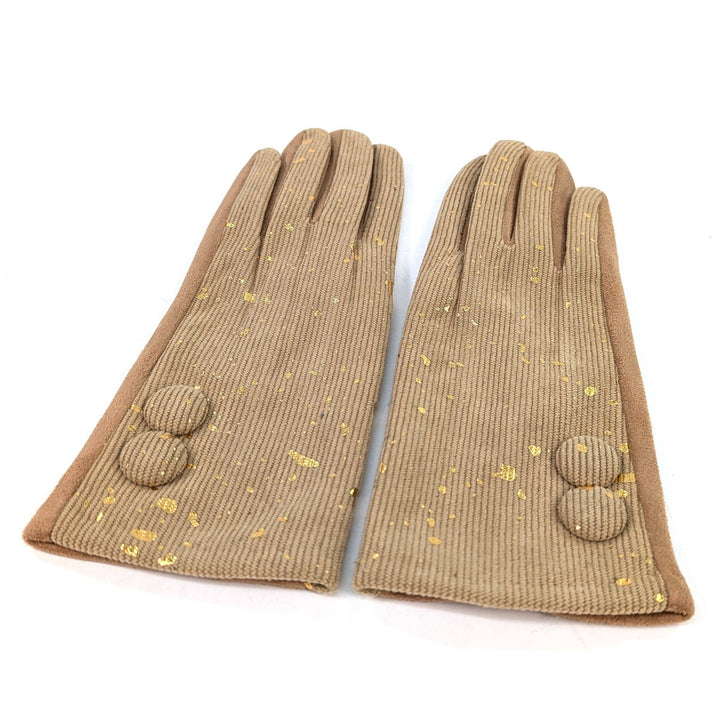 Splatters of Sparkle Gloves - Oatmeal