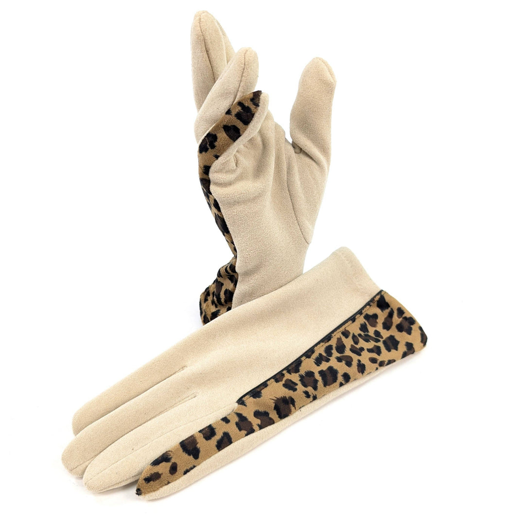 Animal Print Brushstroke Gloves -  Mink