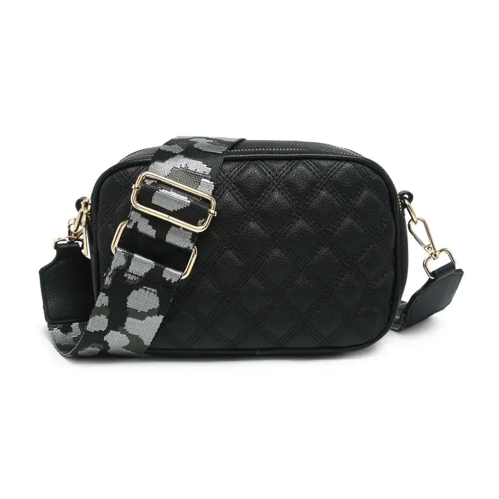 Cross Body Handbag with Double Zip Top Sections