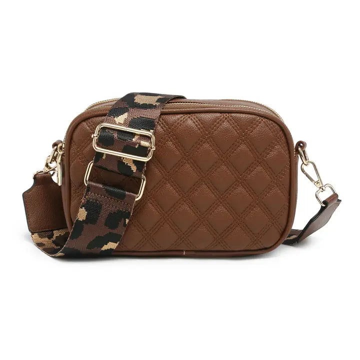 Cross Body Handbag with Double Zip Top Sections
