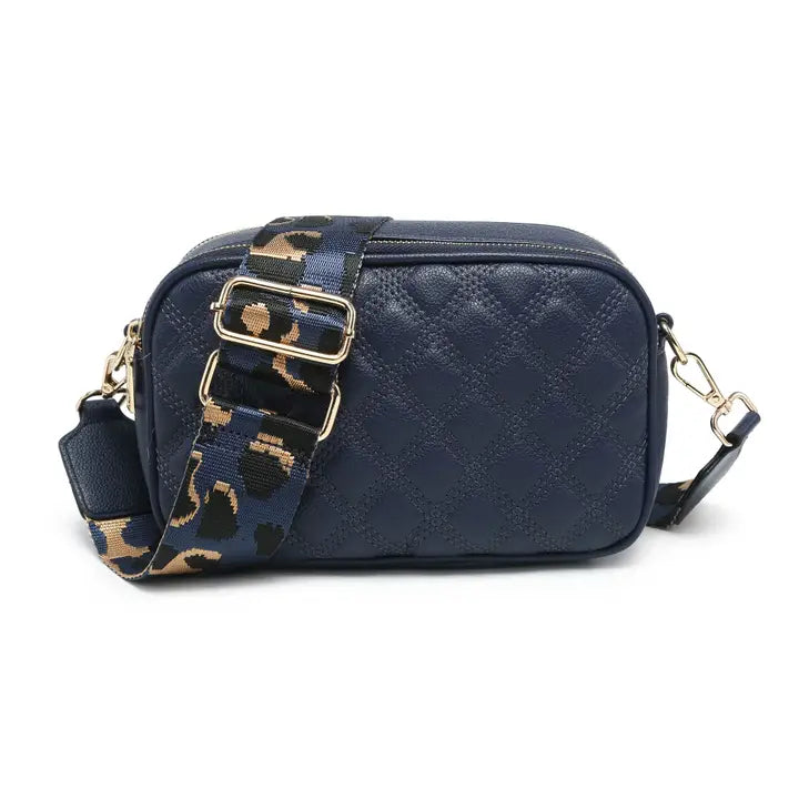 Cross Body Handbag with Double Zip Top Sections