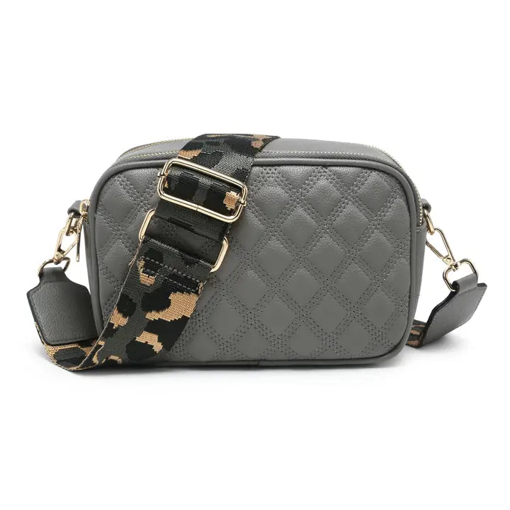 Cross Body Handbag with Double Zip Top Sections