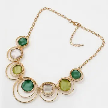 Celestial Enamel Circle Necklace - Green