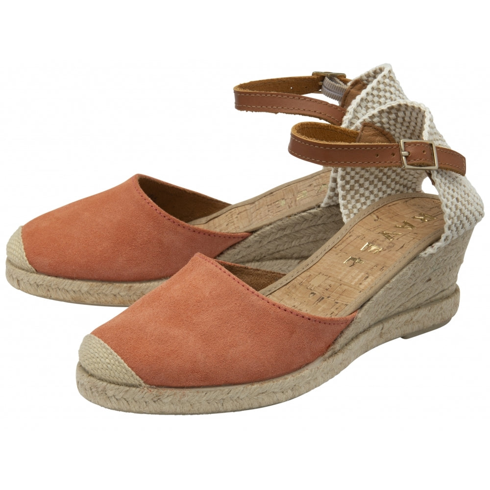 Coral Suede Rhea Espadrille Wedge Sandals | Ravel
