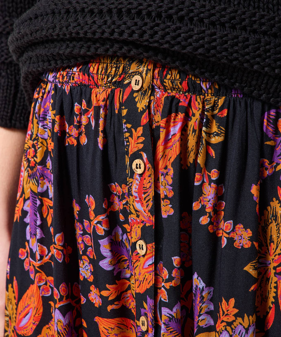 Fabulous Florals Button Front Maxi Skirt