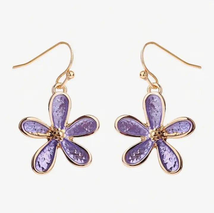 Daisy Enamel Earrings-Gold & Purple