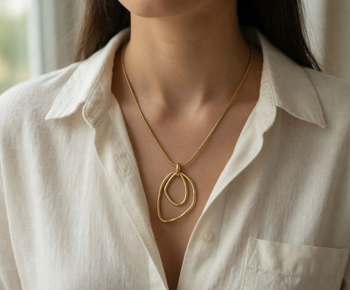 Double Triangle Hoop Necklace