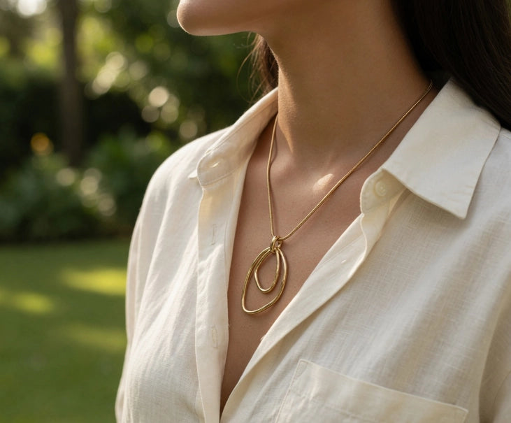 Double Triangle Hoop Necklace