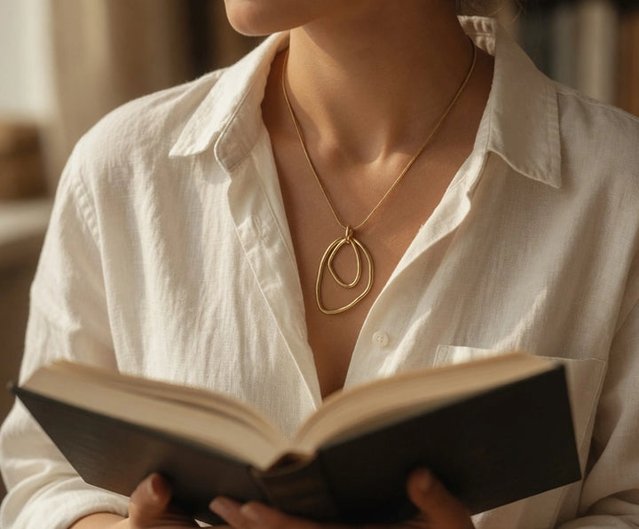 Double Triangle Hoop Necklace
