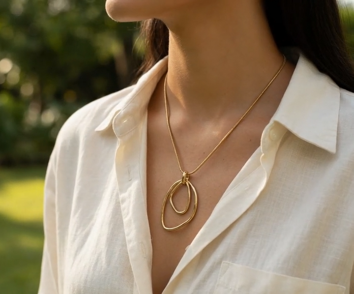 Double Triangle Hoop Necklace