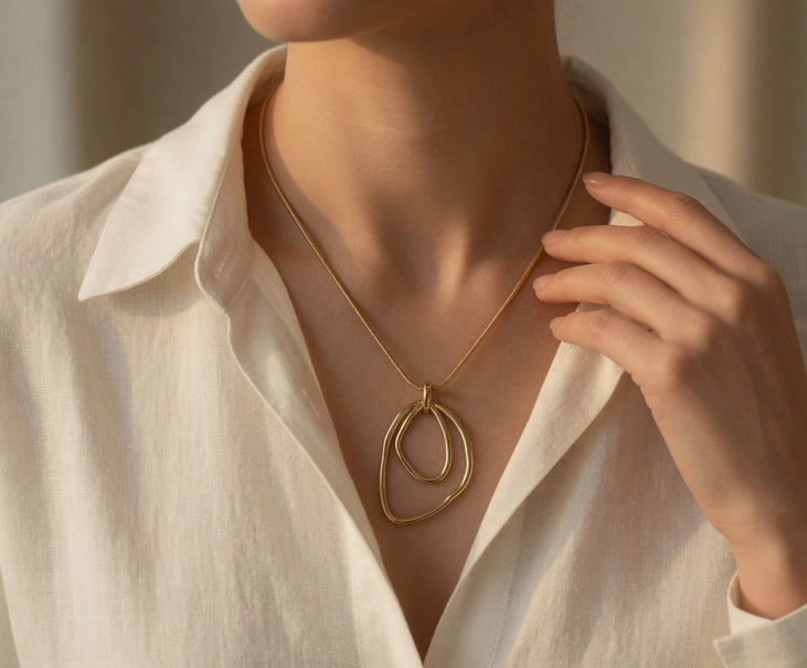 Double Triangle Hoop Necklace