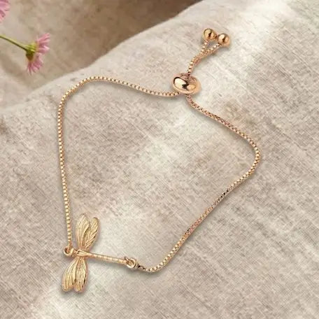 Adjustable Dragonfly Bracelet- Gold
