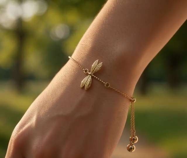 Adjustable Dragonfly Bracelet- Gold
