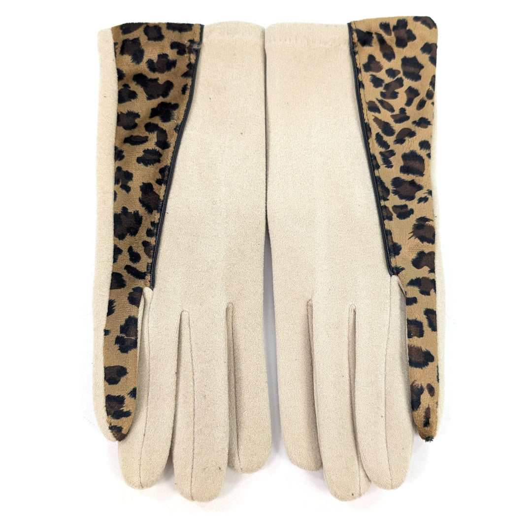 Animal Print Brushstroke Gloves -  Mink