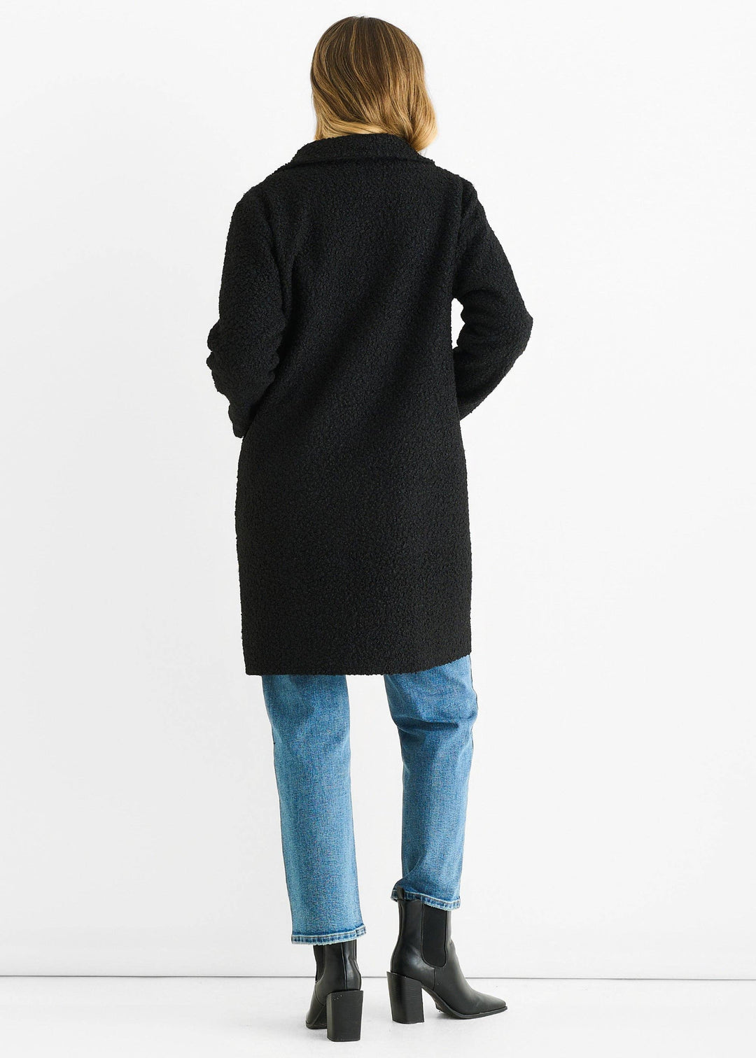 Shearling Mid Length Jacket | Black