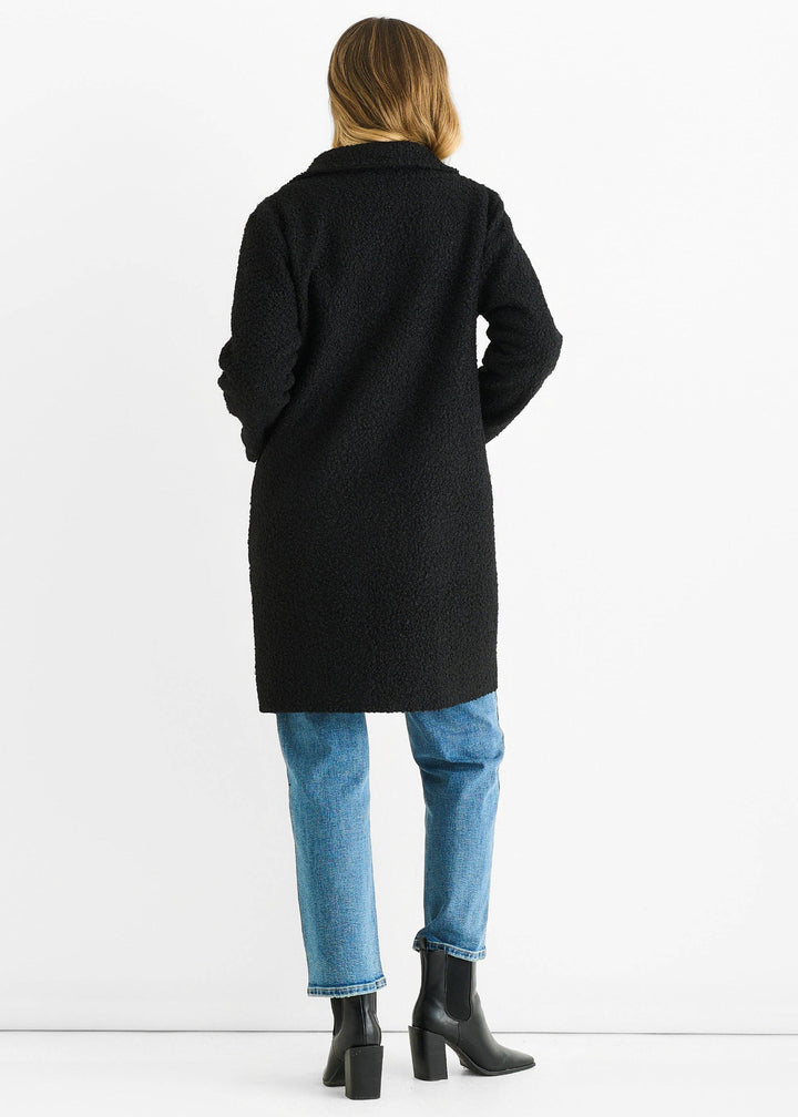 Shearling Mid Length Jacket | Black