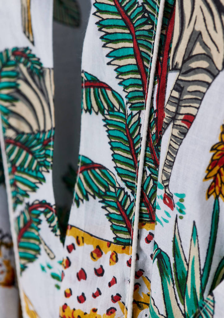 Jungle Print Dressing Gown - White