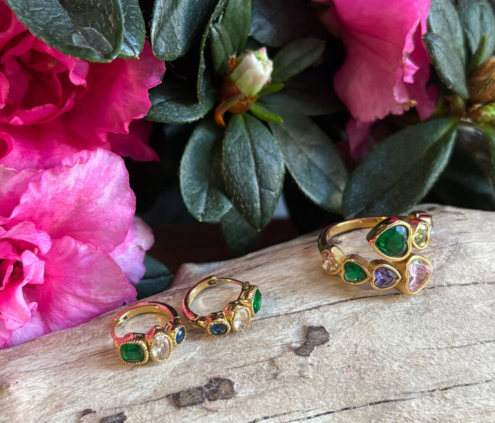 Faceted Heart Adjustable Ring – 18ct Gold Plated