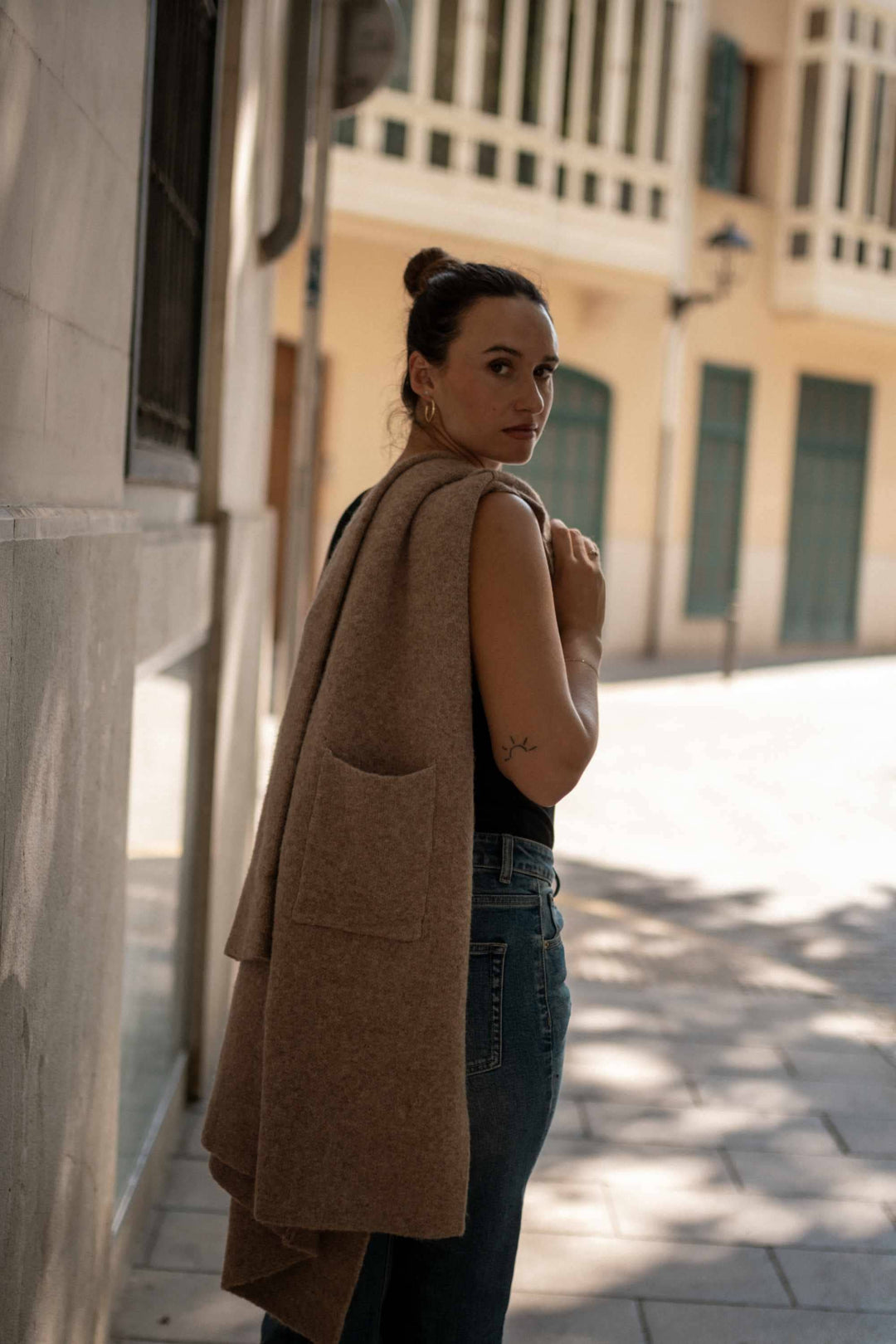 Wool Mix Longline Cardigan | Brown