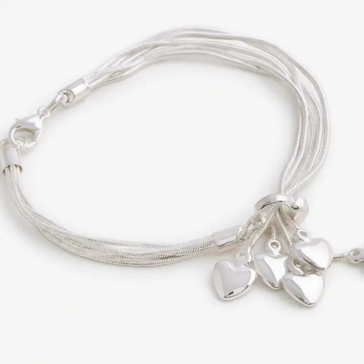 Five Heart Strand Drop Bracelet