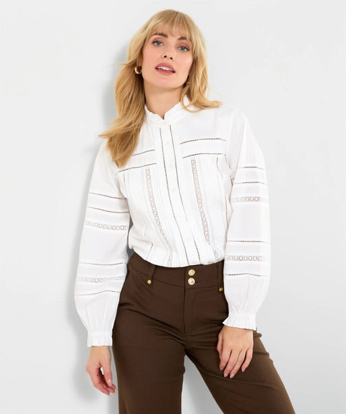 Florence Frill Collared Blouse with Balloon Sleeve