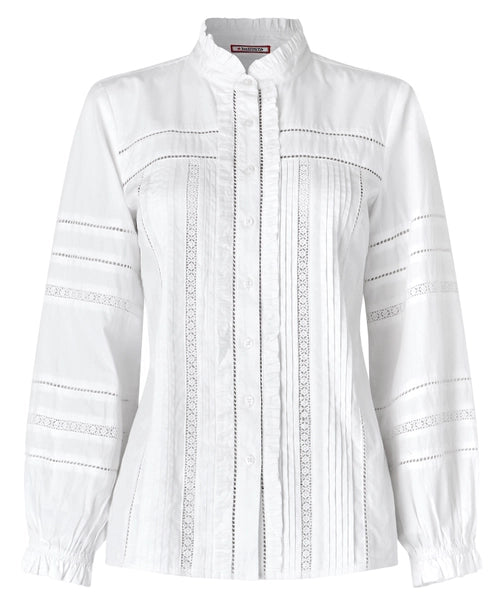 Florence Frill Collared Blouse with Balloon Sleeve