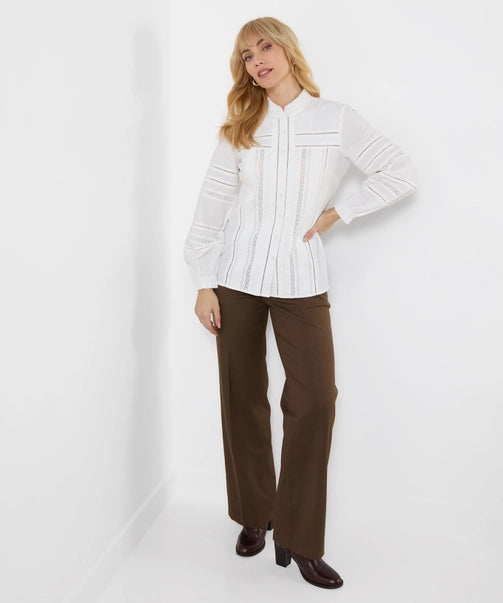 Florence Frill Collared Blouse with Balloon Sleeve