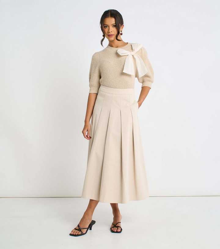 Stone Cotton Full Midi Skirt