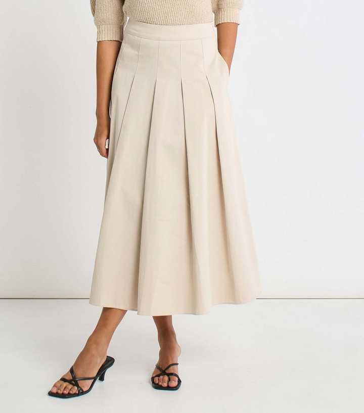 Stone Cotton Full Midi Skirt
