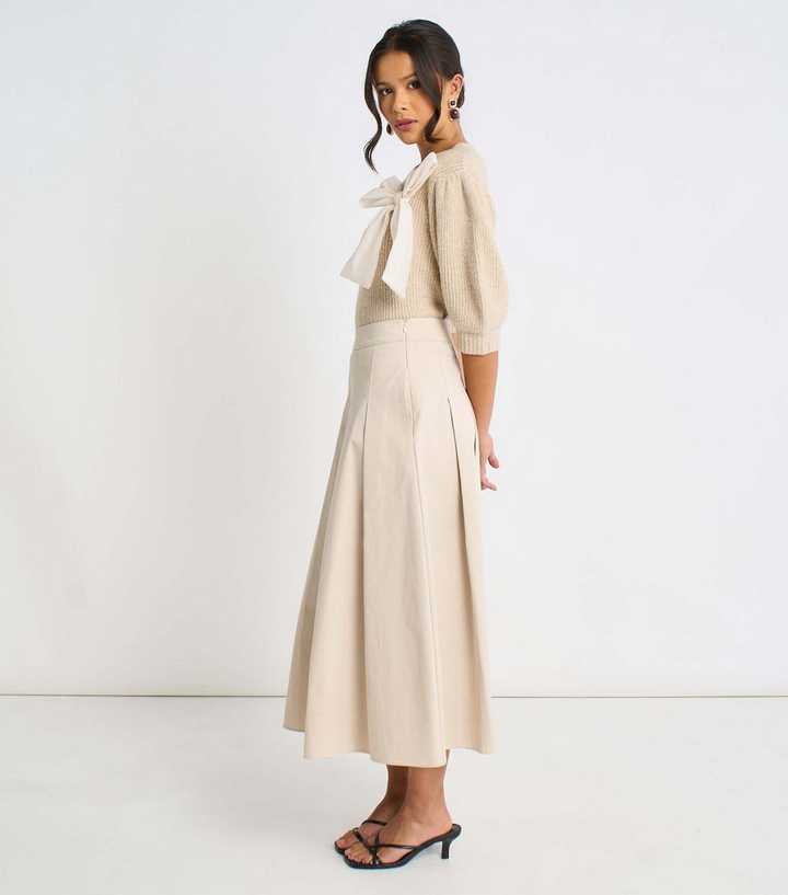 Stone Cotton Full Midi Skirt