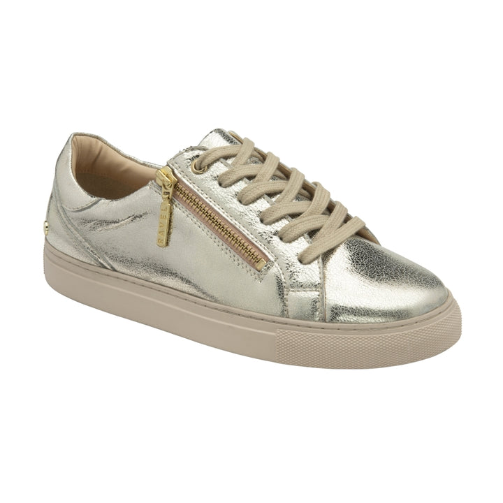 Ravel Gold Crackle Leather Gage Trainers