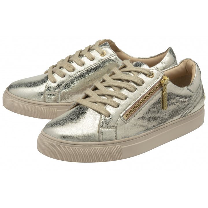 Ravel Gold Crackle Leather Gage Trainers