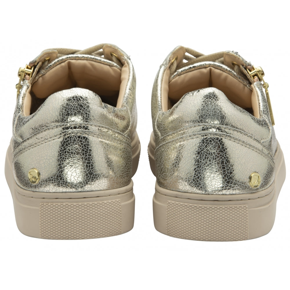 Ravel Gold Crackle Leather Gage Trainers